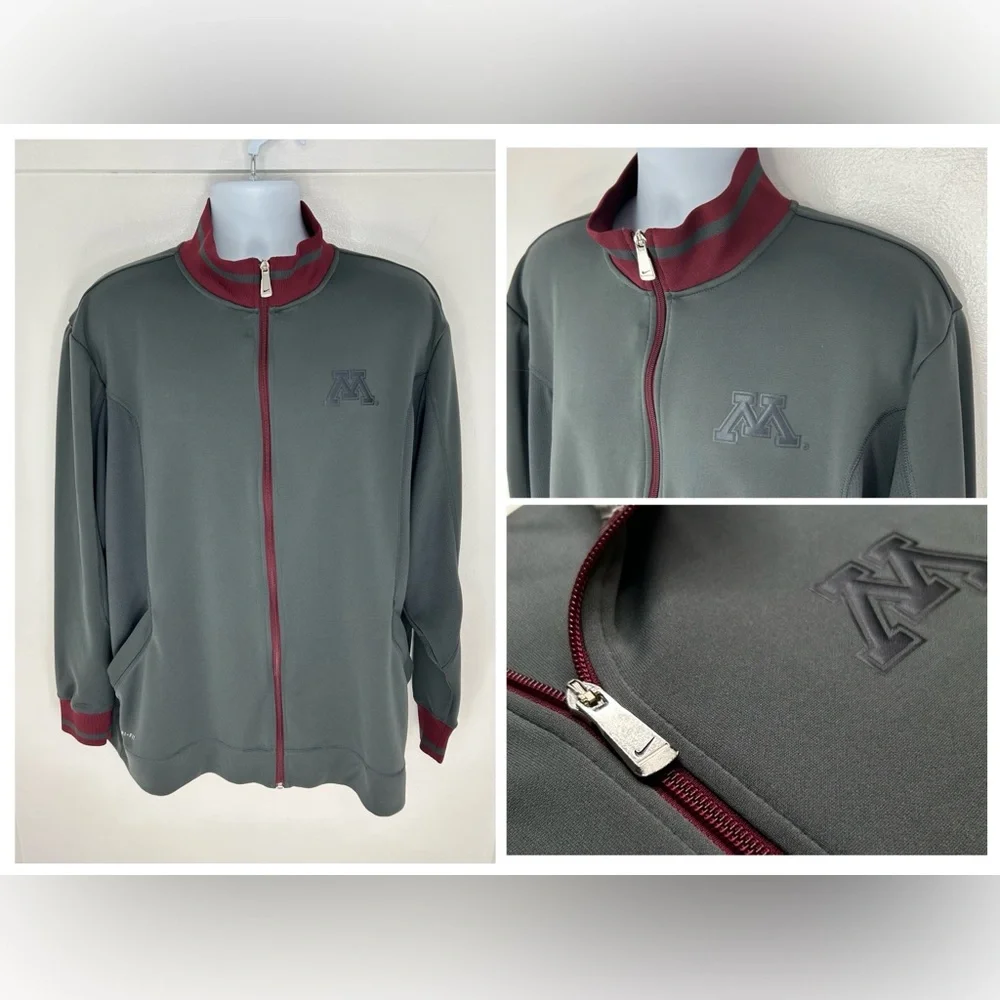 Nike Dri Fit Minnesota Golden Gophers Full Zip Sweatshirt Size XL NCAA MN Goldie
